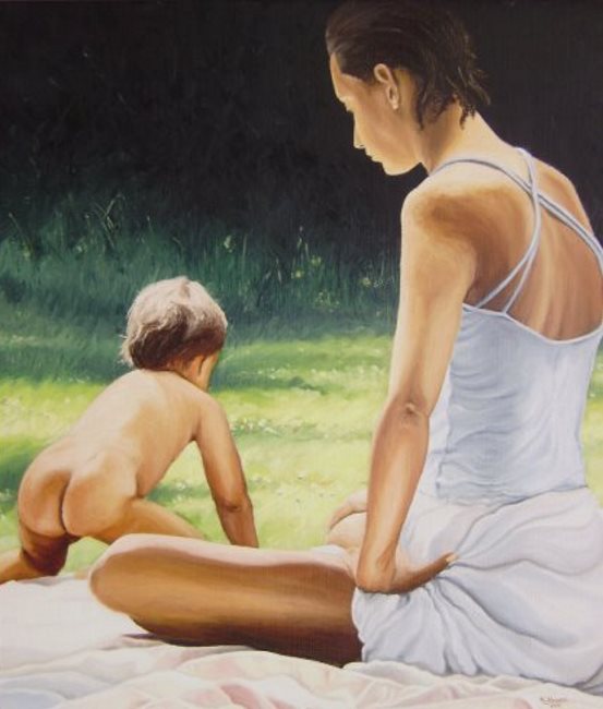 schilderij vrouw met kind